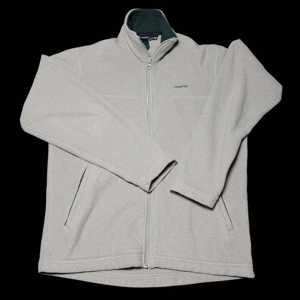 Vintage Patagonia Full Zip Fleece Jacket Gray Green Men's Size S